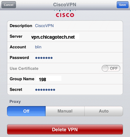 cisco client vpn ipad iphone