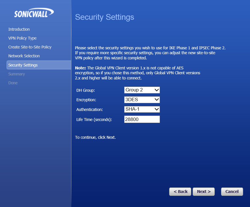 site to site vpn sonicwall nsa 2400