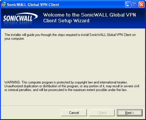 dell sonicwall global vpn client stuck at acquiring ip