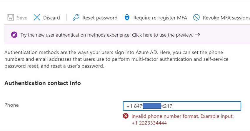 Office 365 verification: Invalid phone number format – 